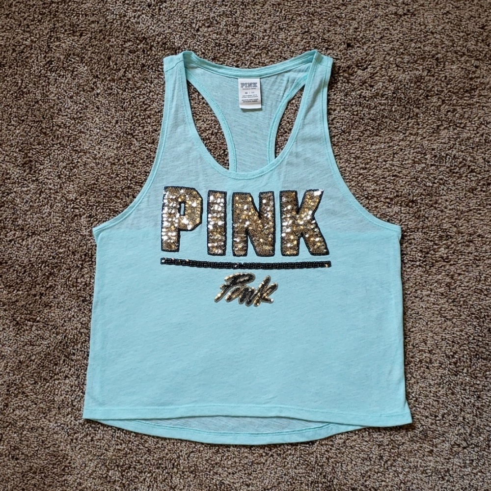 Victoria Secret PINK razorback tank- light blue
